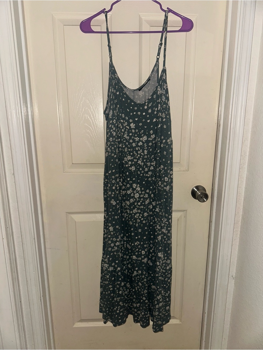 Lane Bryant Dark Green Floral Maxi Slip Dress